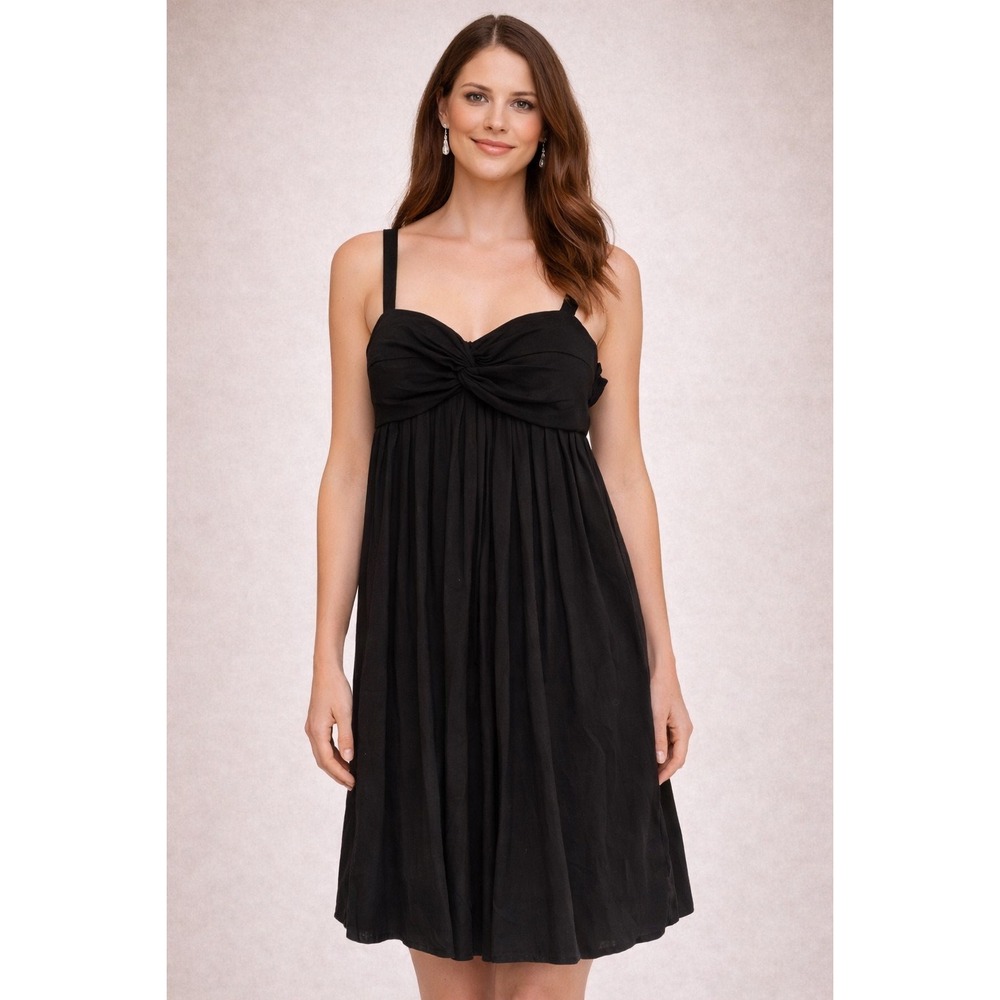 Catherine Malandrino Black Empire Waist Dress sz 4 Pleated Flowy Cocktail Party
